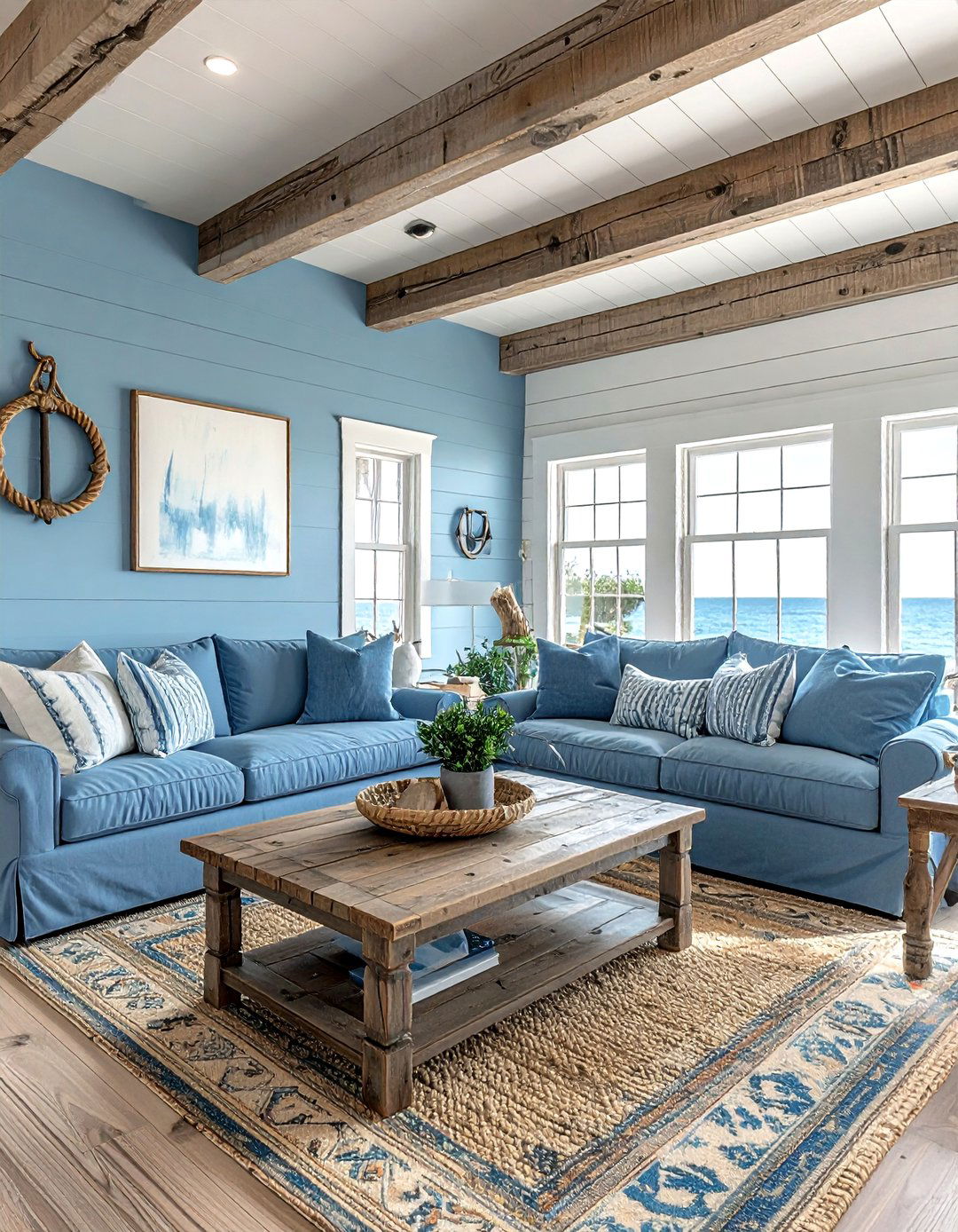 Coastal Farmhouse Living Room Blue - 30 coastal blue living room ideas