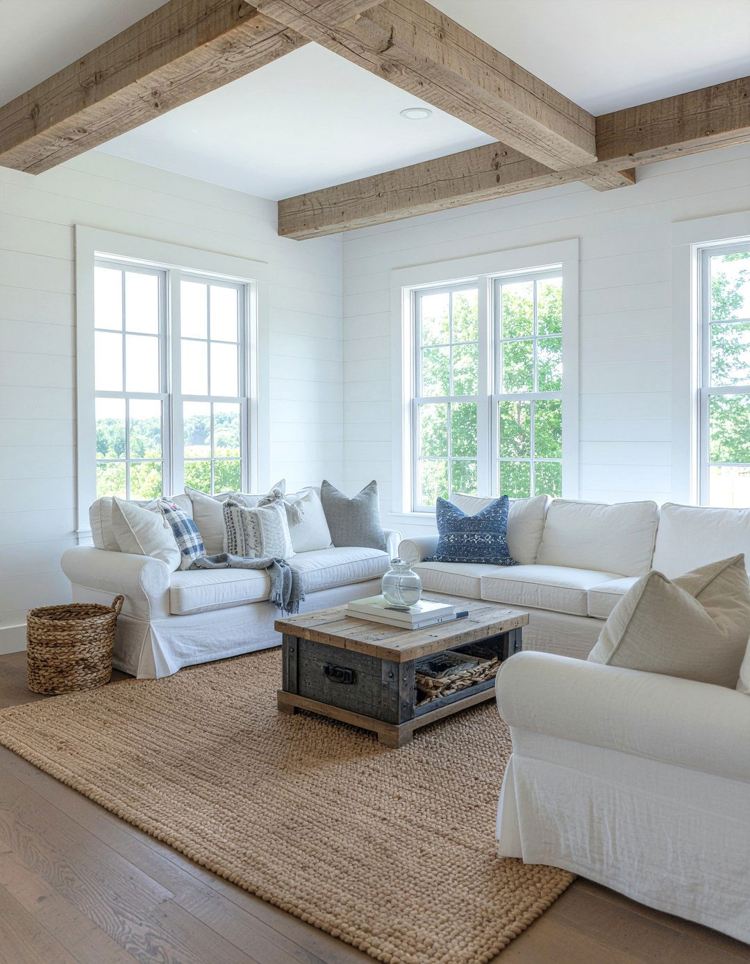 Coastal Farmhouse Living Room - 30 beach themed living room ideas