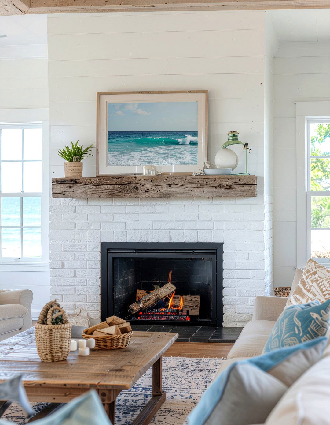 Coastal Fireplace - 30 coastal living room ideas