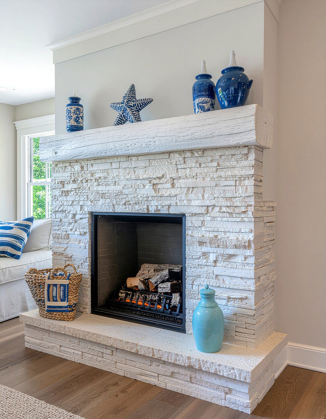 Coastal Gas Fireplace - 30 living room gas fireplace ideas