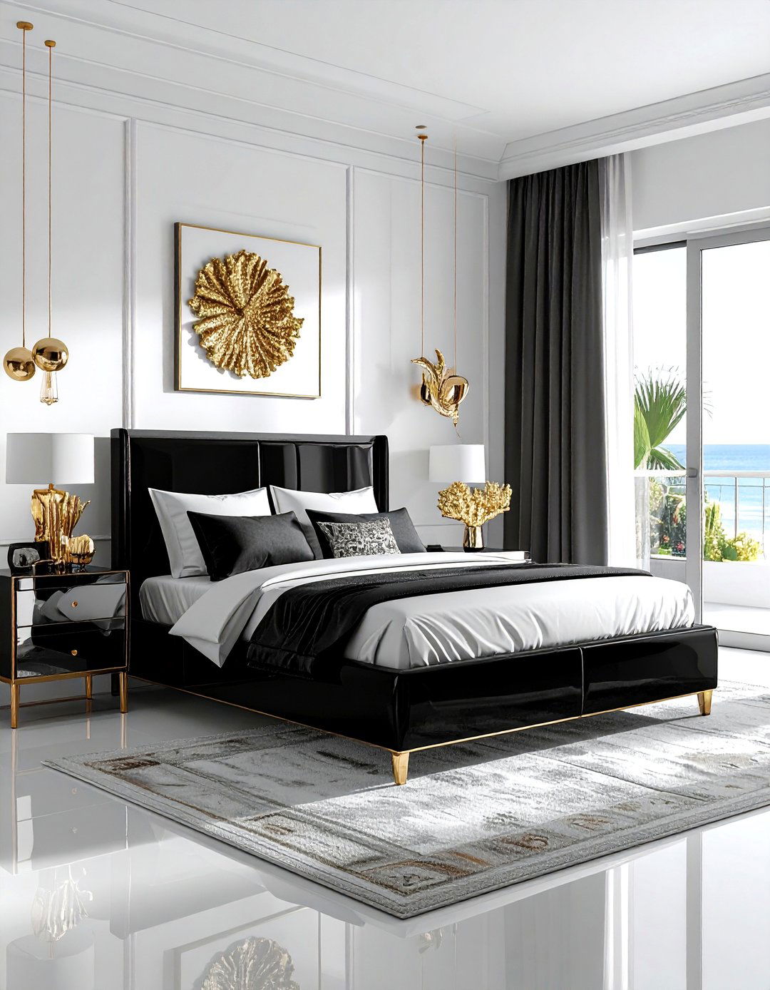 Coastal Glamour Black Bedroom - 30 coastal black bedroom ideas
