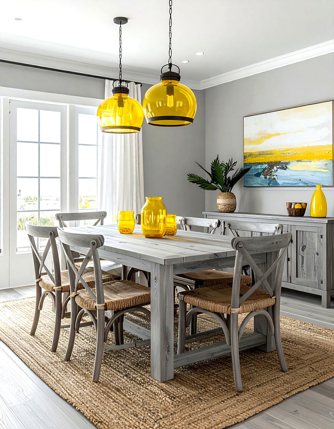 Coastal Gray Yellow Dining Room - 30 gray yellow dining room ideas