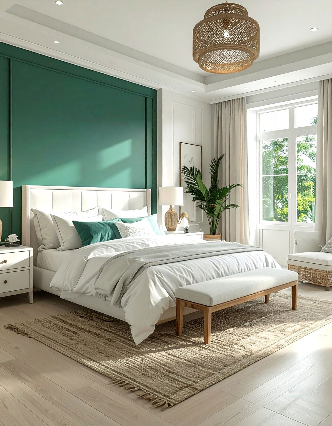 Coastal Green Accent Wall - 30 coastal green bedroom ideas