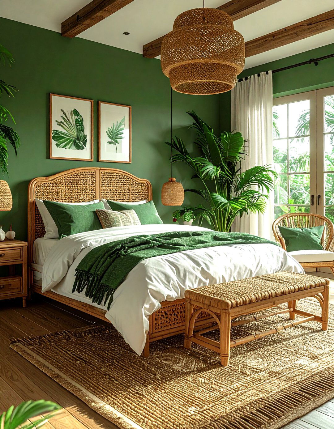 Coastal Green And Rattan Bedroom - 30 coastal green bedroom ideas