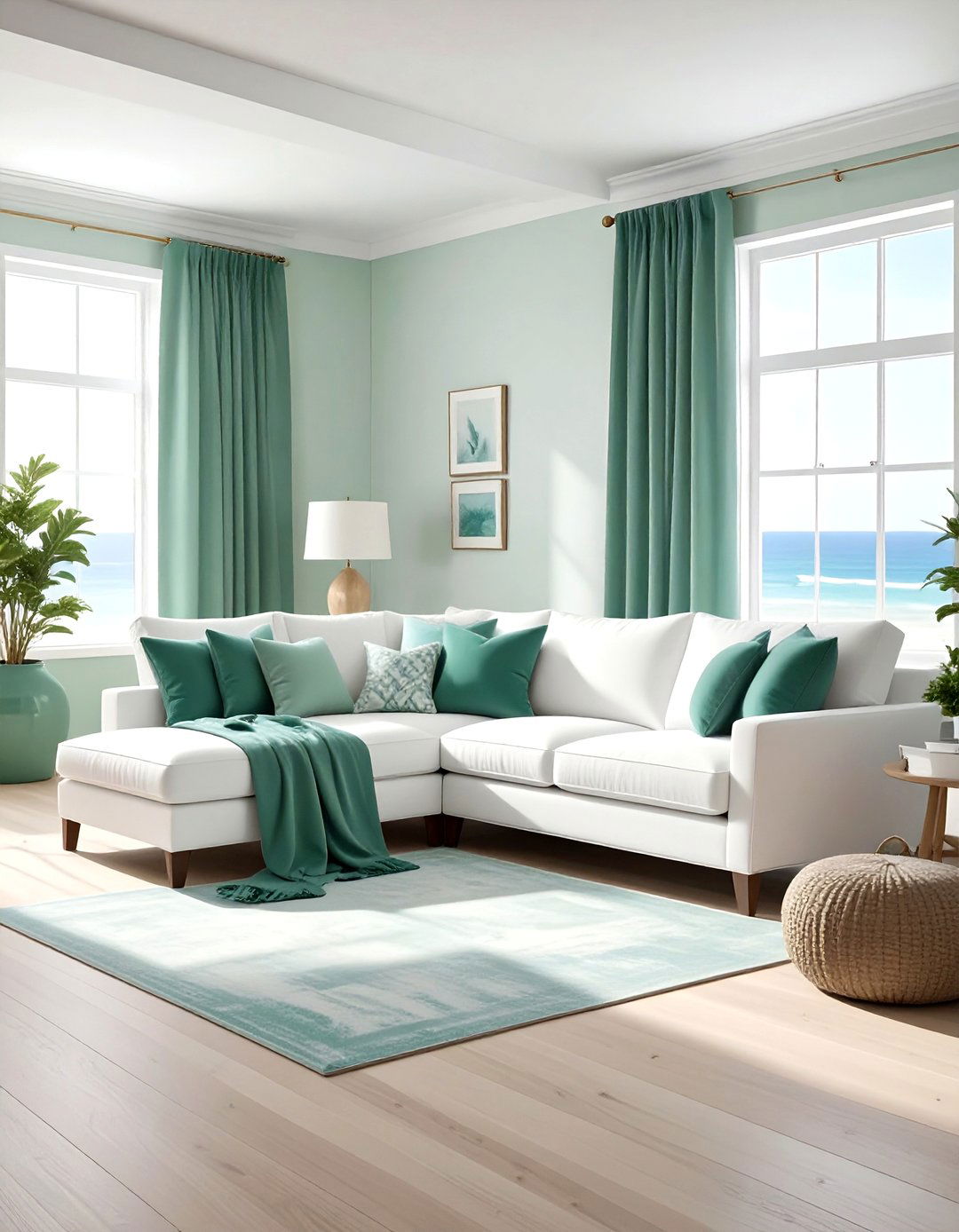 Coastal Green Living Room With White Sofa - 30 coastal green living room ideas