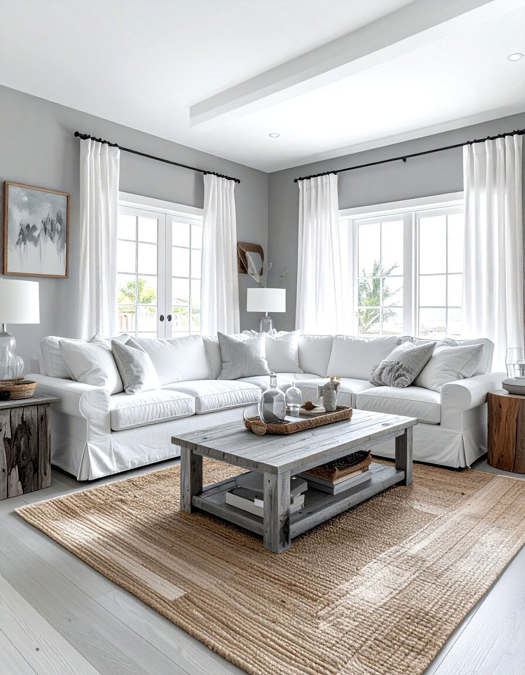 Coastal Grey And White Living Room - 30 grey and white living room ideas