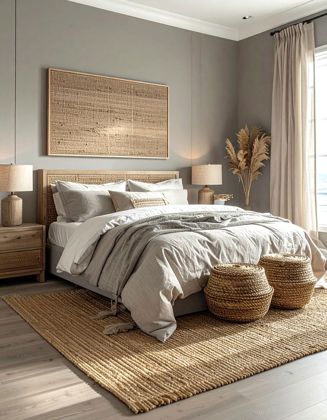 Coastal Grey and Sand Textures - 30 coastal grey bedroom ideas