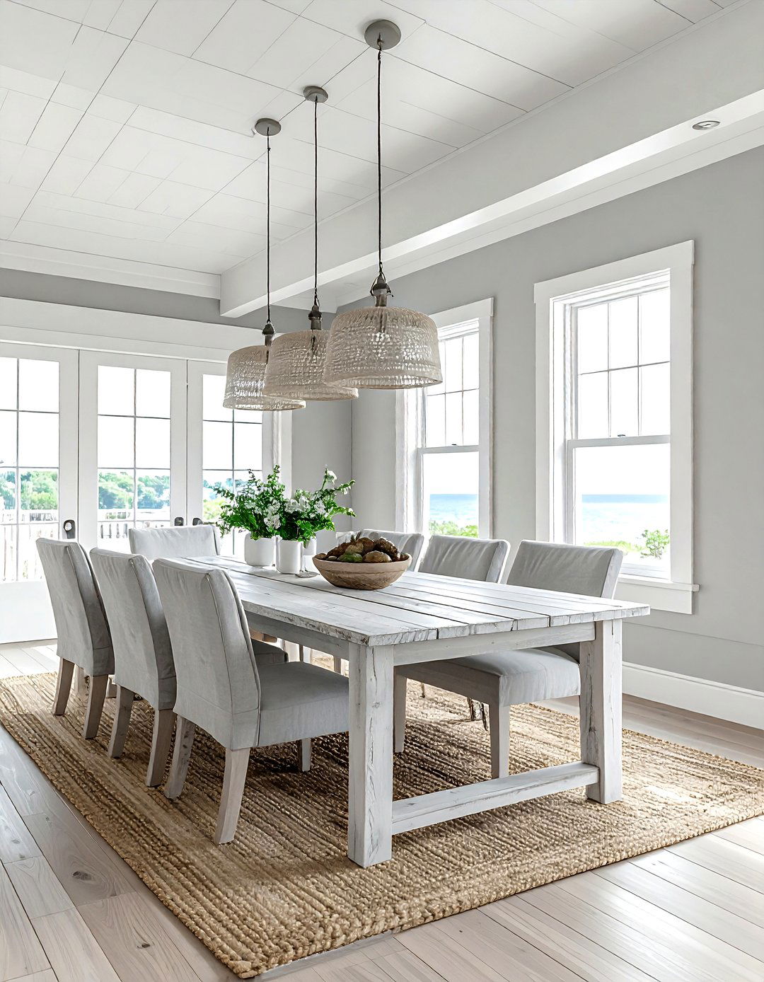 Coastal Grey and White Dining Room - 30 grey and white dining room ideas