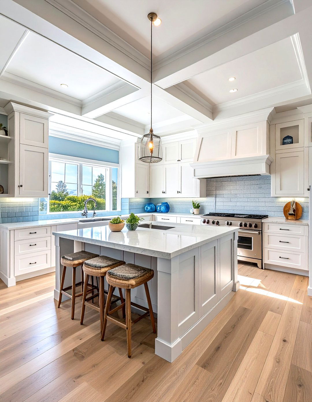 Coastal Kitchen Coffered Ceiling - 30 kitchen coffered ceiling ideas