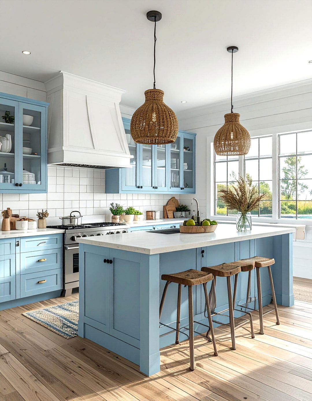 Coastal Kitchen With Light Blue Accents - 30 comfortable kitchen ideas