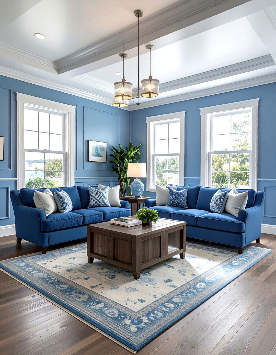 Coastal Living Room Blue Millwork - 30 coastal blue living room ideas
