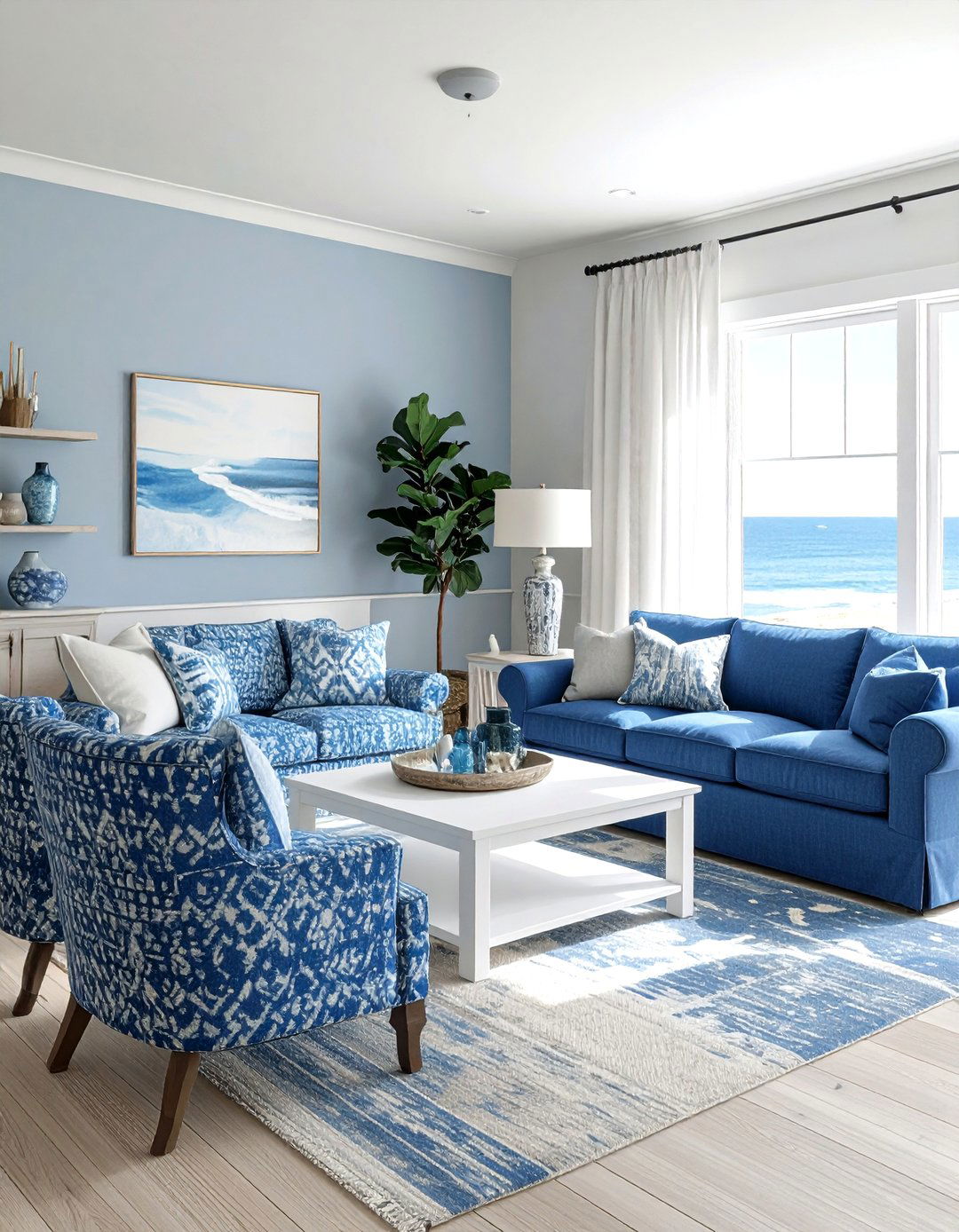 Coastal Living Room Blue Upholstery - 30 coastal blue living room ideas