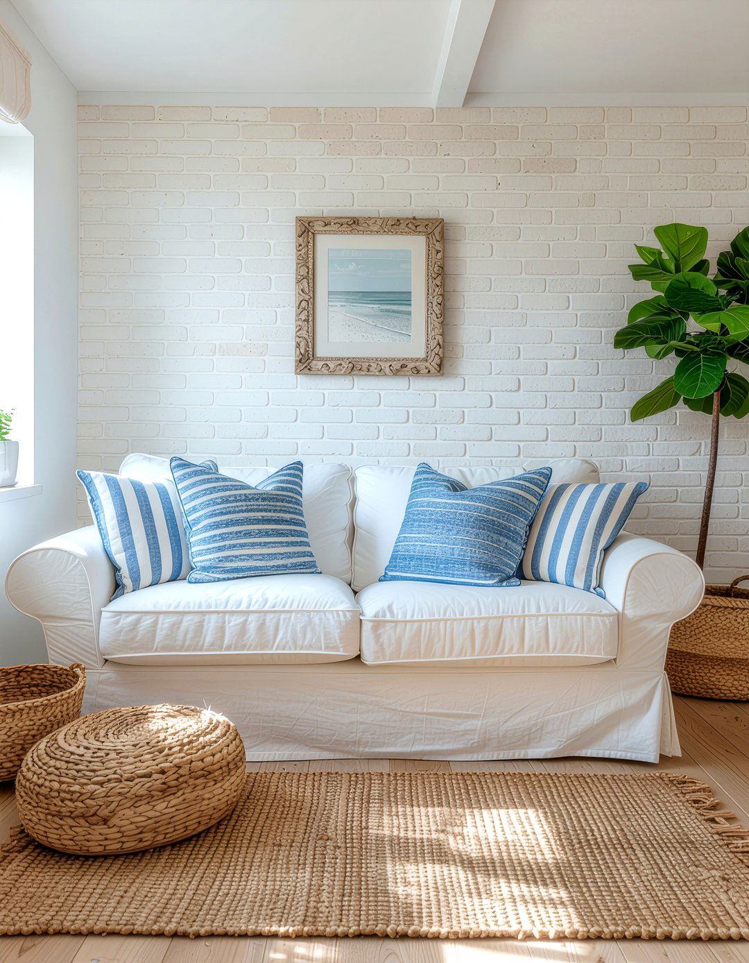 Coastal Living Room Brick - 30 living room brick wall ideas