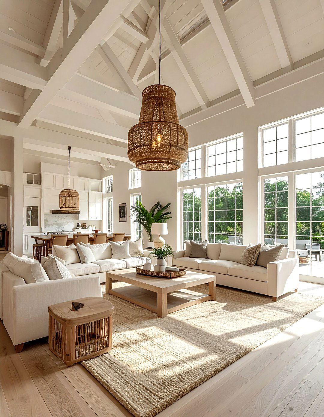 Coastal Living Room With Vaulted Ceilings - 30 coastal beige living room ideas