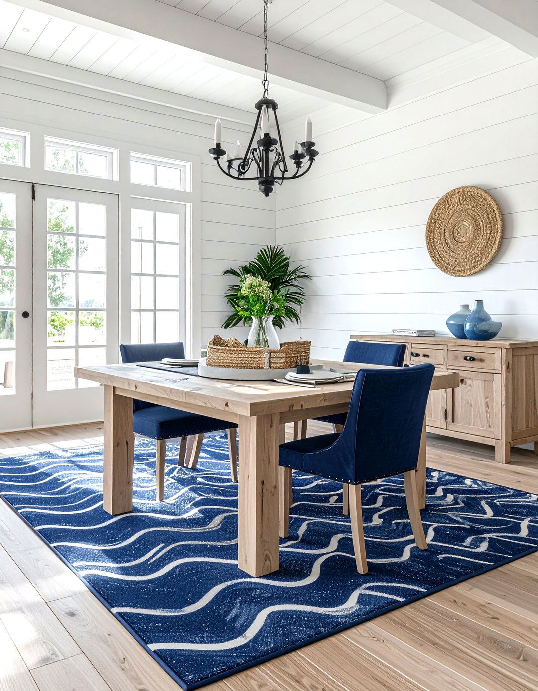 Coastal Navy And White Decor - 30 navy and white dining room ideas