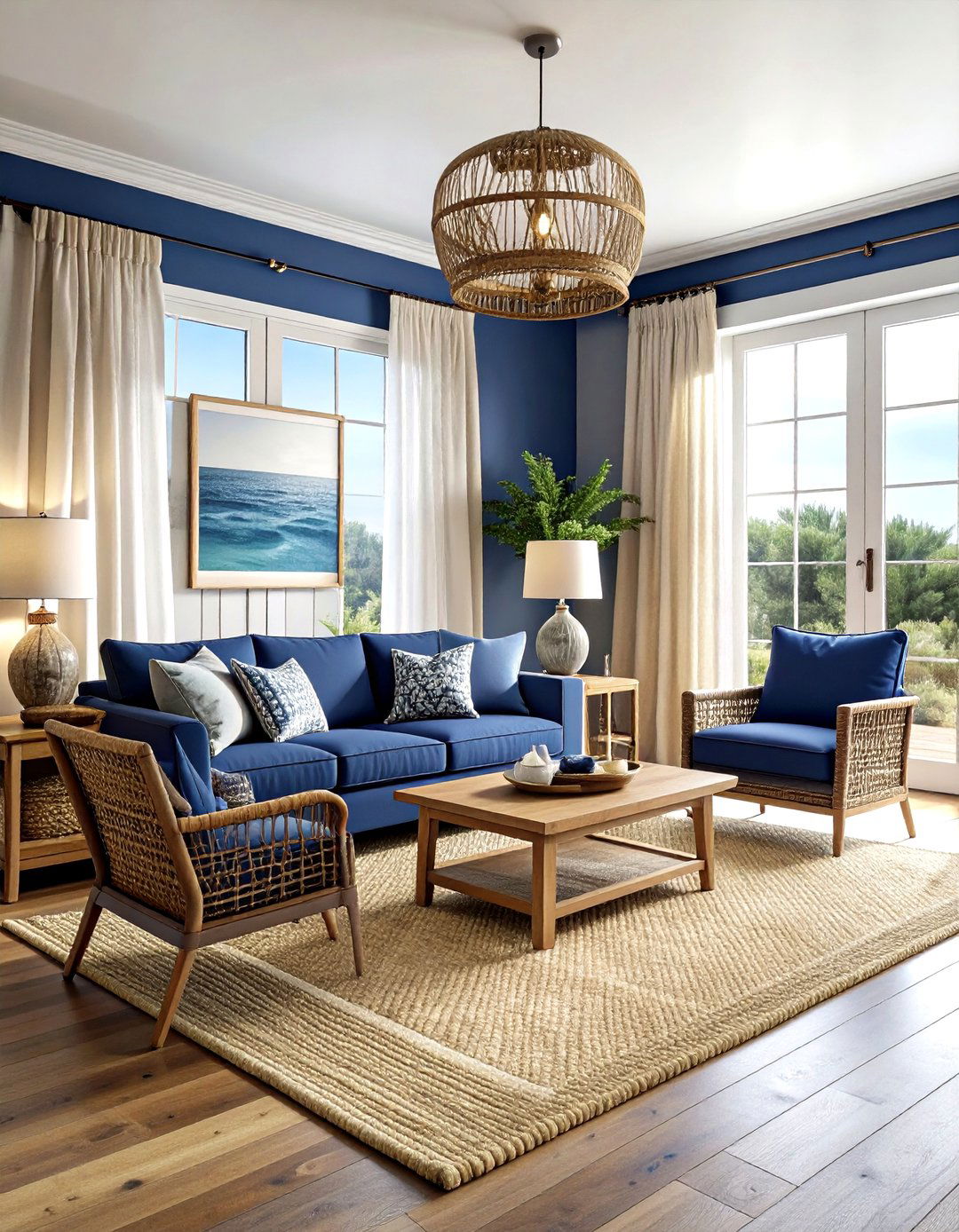 Coastal Navy Living Room - 30 navy living room design ideas