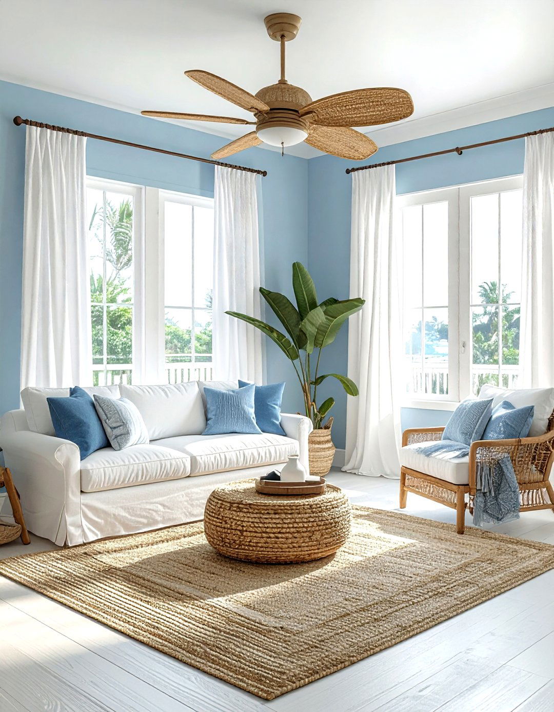 Coastal Rattan Ceiling Fan - 30 living room ceiling fans
