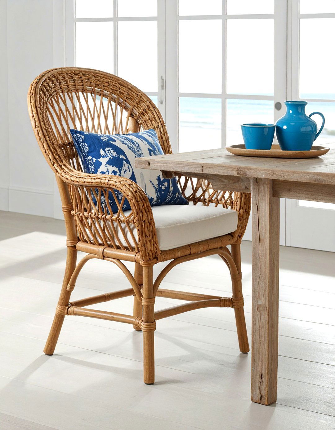 Coastal Rattan Dining Chair - 30 rattan dining chair ideas