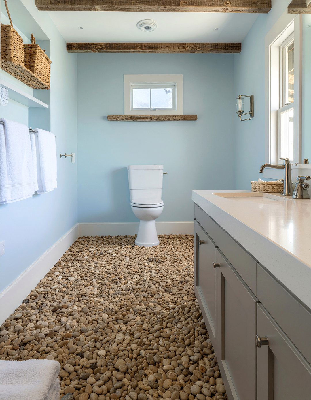Coastal River Rock Bathroom - 30 river rock bathroom ideas