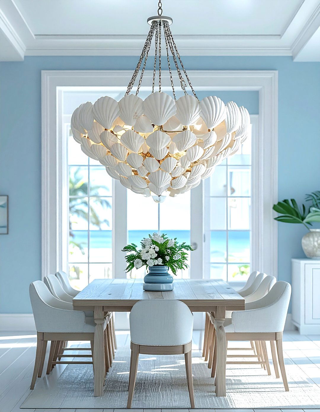 Coastal Shell Chandelier - 30 dining room chandelier ideas