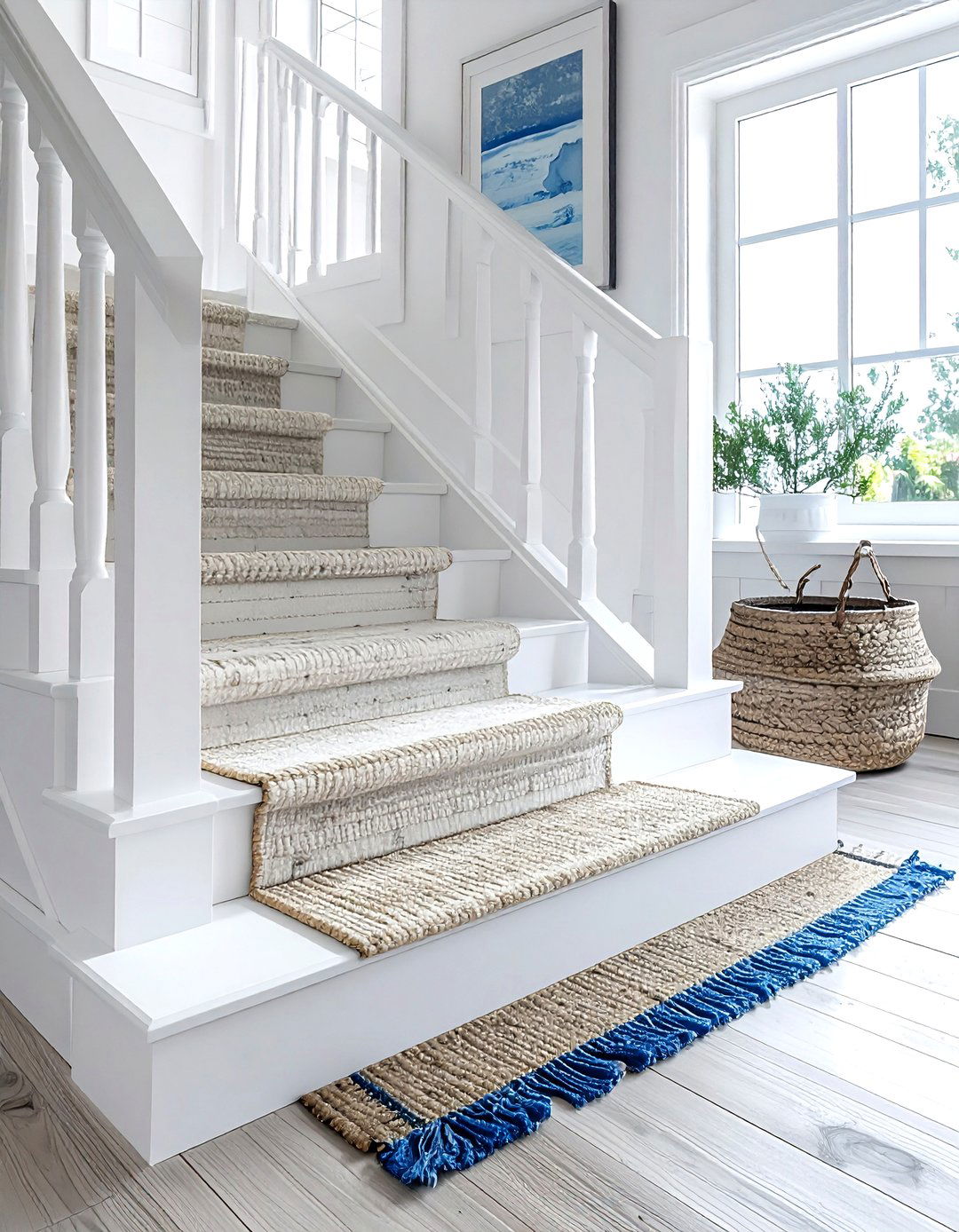 Coastal Sisal Stair Runner - 30 stair runner ideas