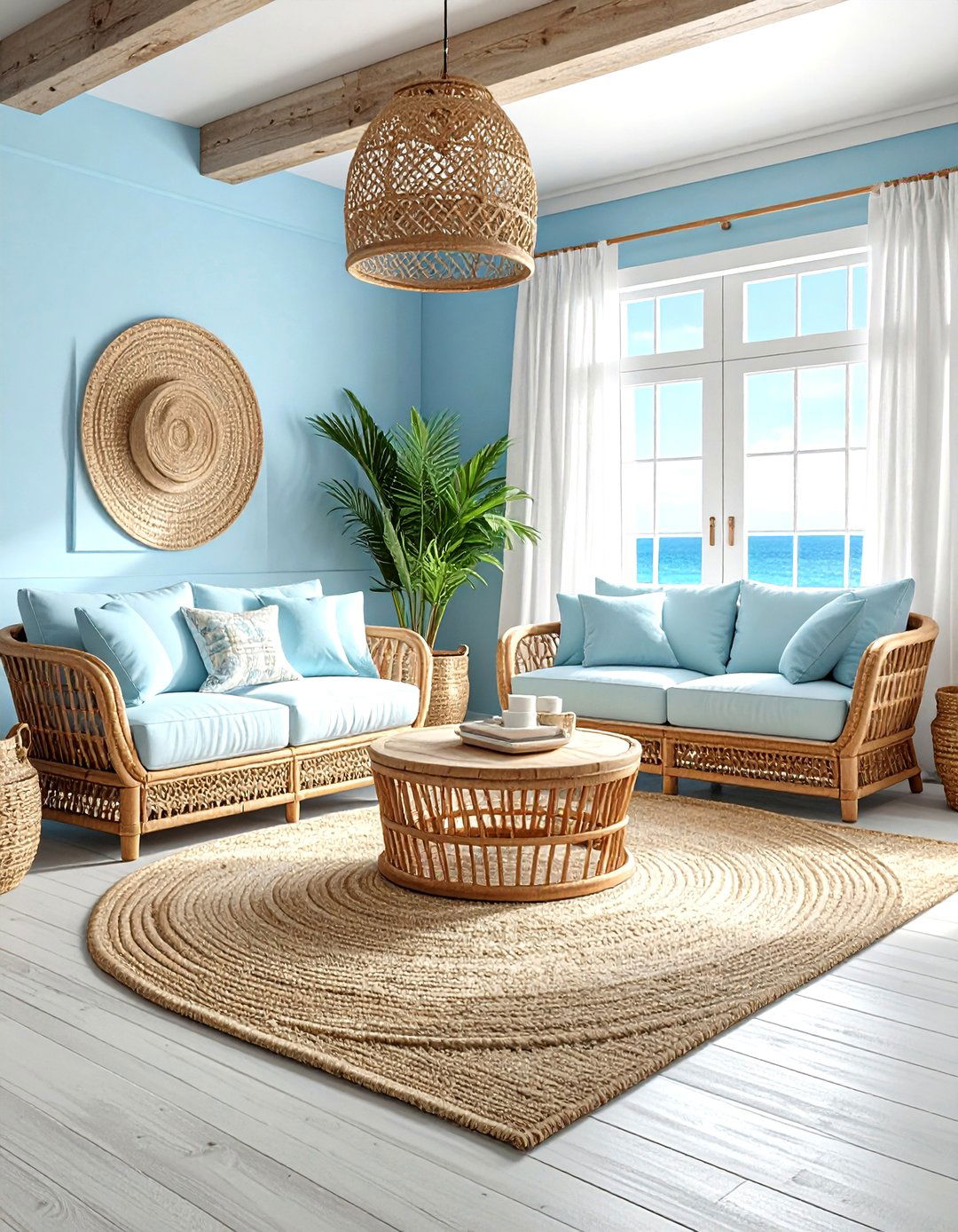 Coastal Sky Blue Living Room - 30 sky blue living room ideas