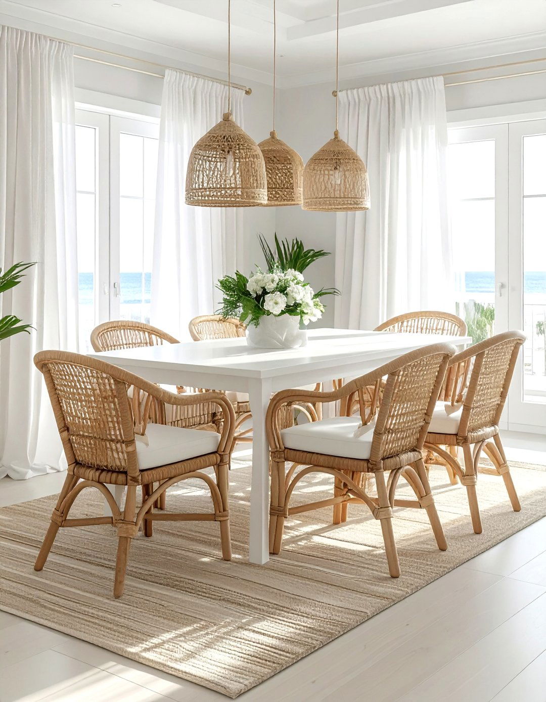 Coastal Style Dining Room - 30 all white dining room ideas