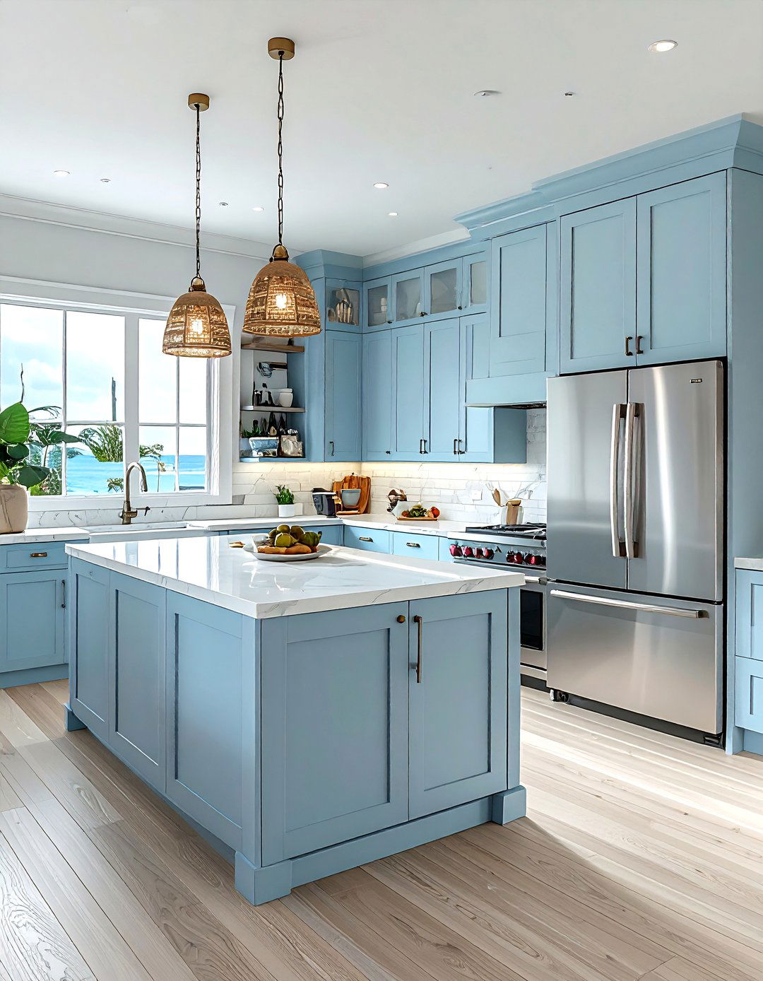 Coastal Style Kitchen - 30 counter depth refrigerator kitchen ideas