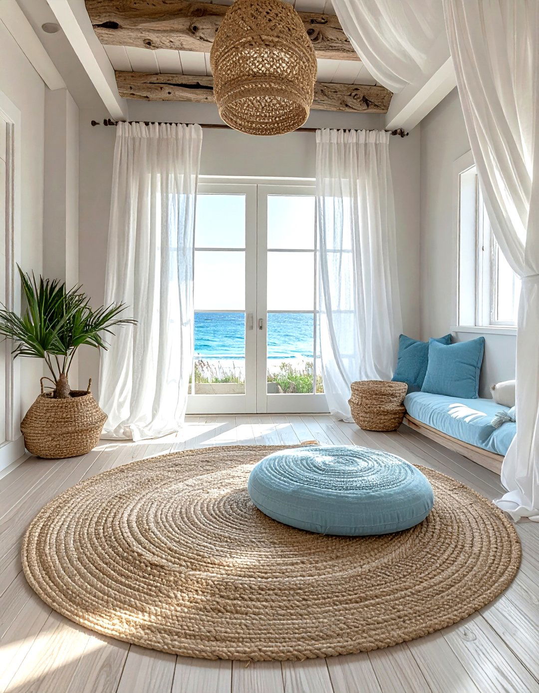 Coastal Style Yoga Nook - 30 yoga living room ideas