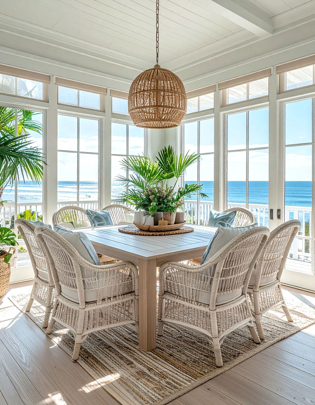 Coastal Sunroom Dining Room - 30 coastal dining room ideas