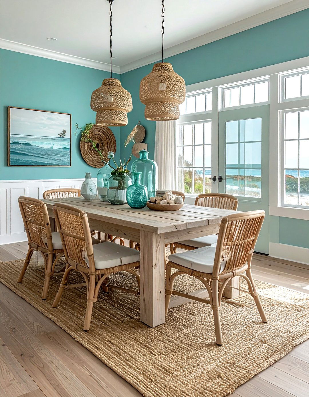 Coastal Teal Dining Room - 30 cool teal dining room ideas