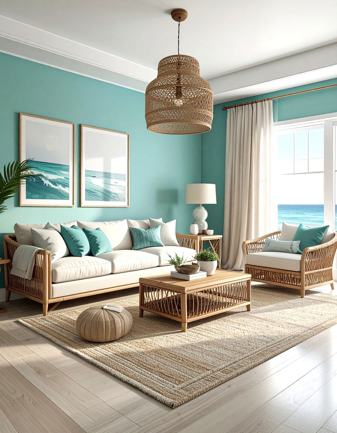 Coastal Teal Living Room - 30 cool teal living room ideas