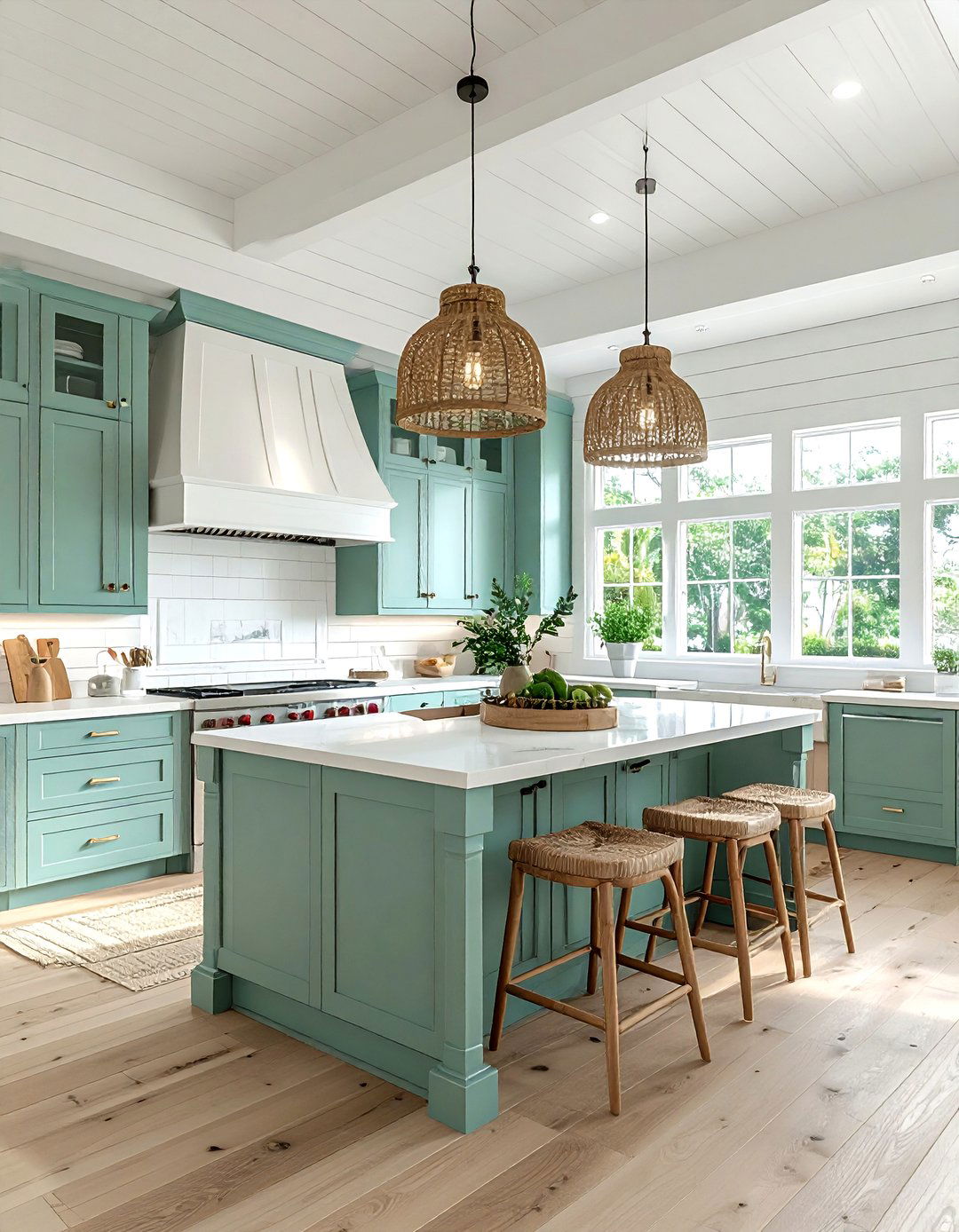 Coastal Teal Oak Kitchen - 30 cool teal kitchen ideas
