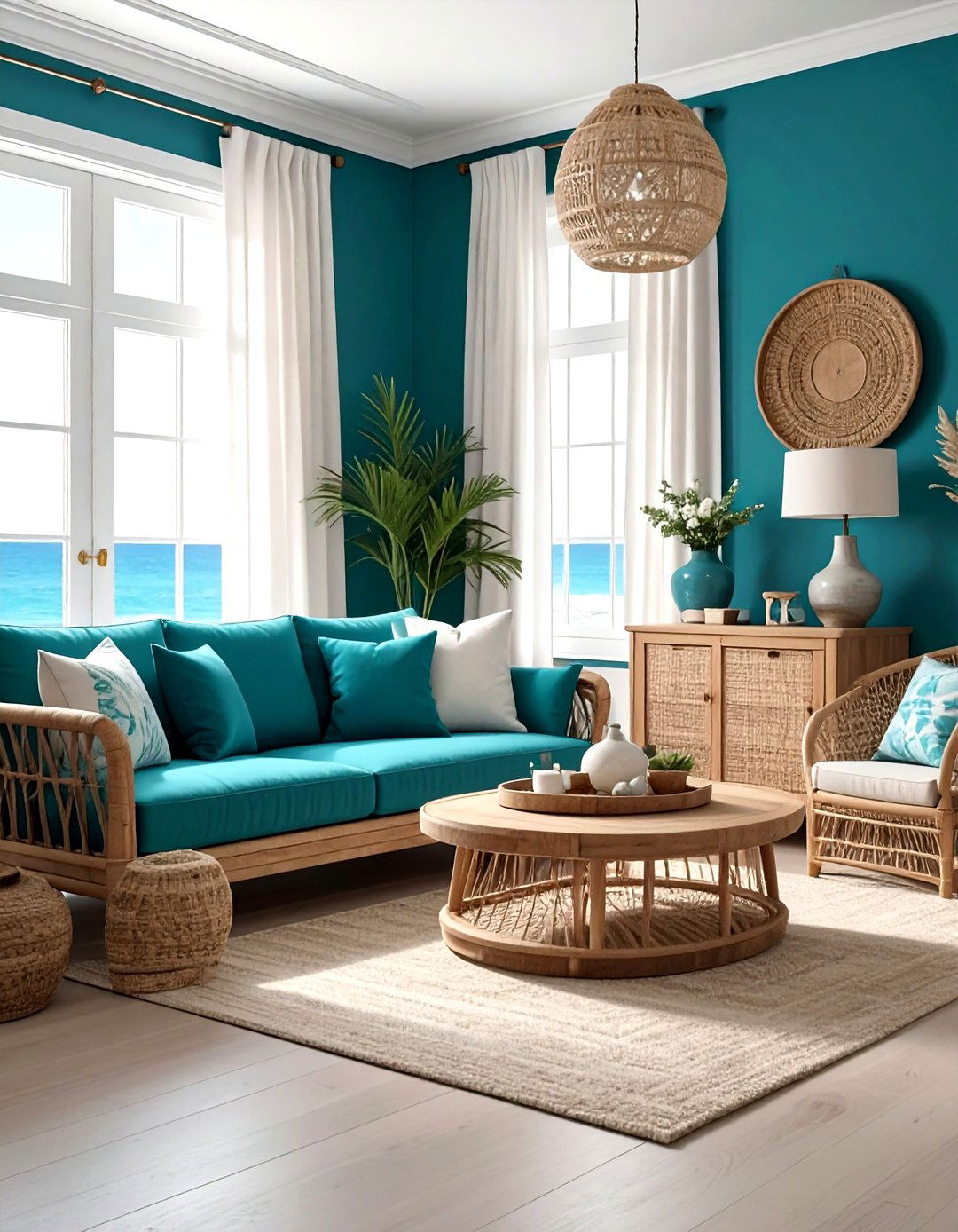 Coastal Teal - 30 modern teal living room ideas