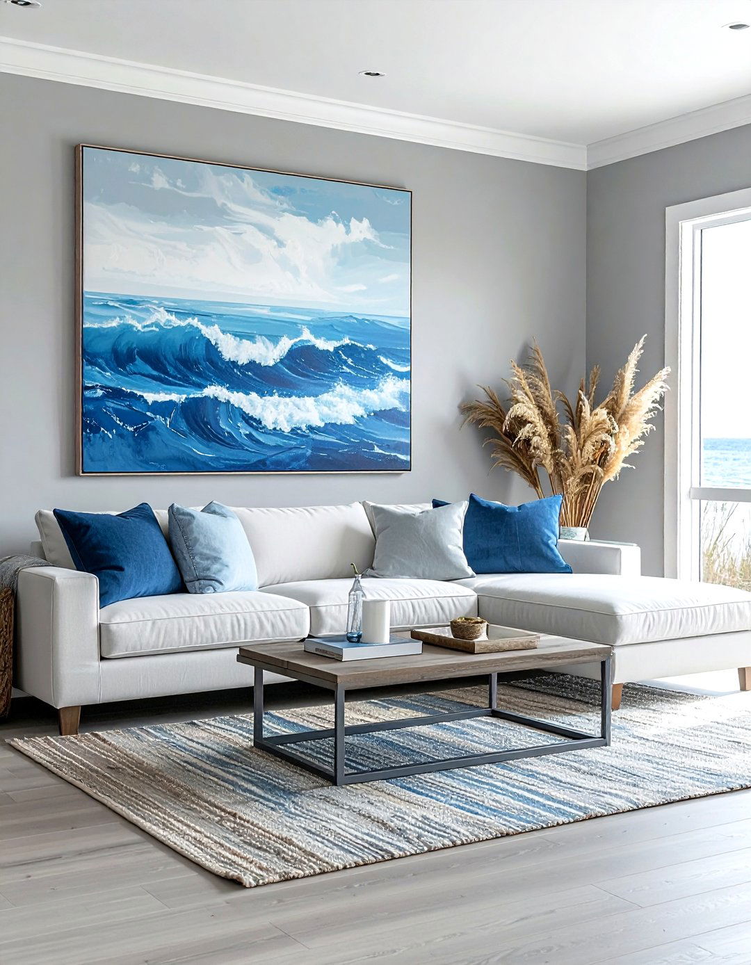 Coastal Wall Art Gray Living Room - 30 coastal gray living room ideas