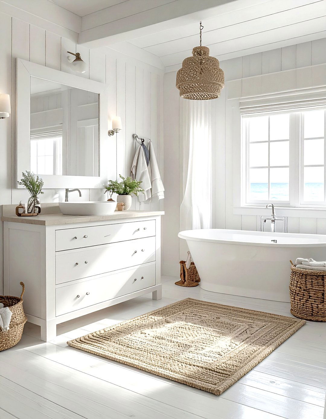 Coastal White Bathroom - 30 white bathroom design ideas
