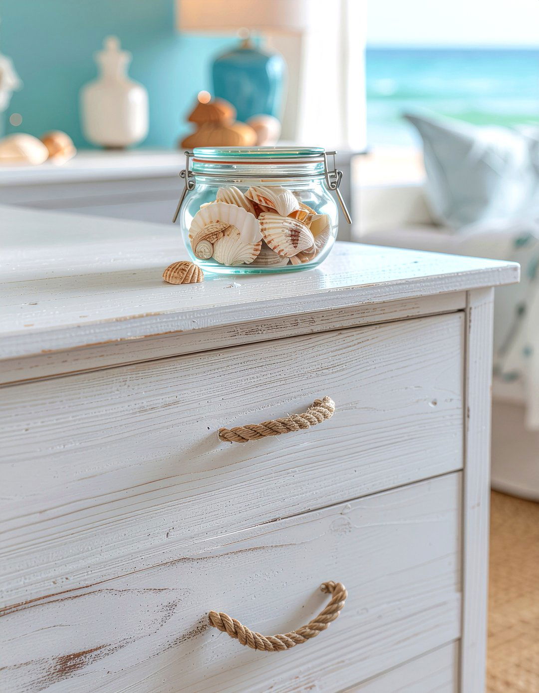 Coastal White Desk - 30 bedroom desk with drawers