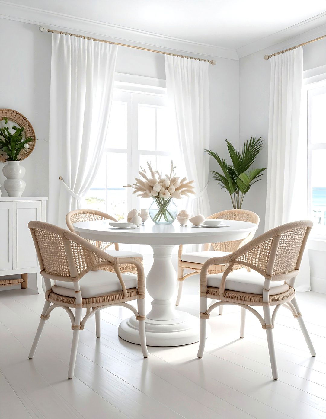 Coastal White Dining Room - 30 white dining room decor ideas
