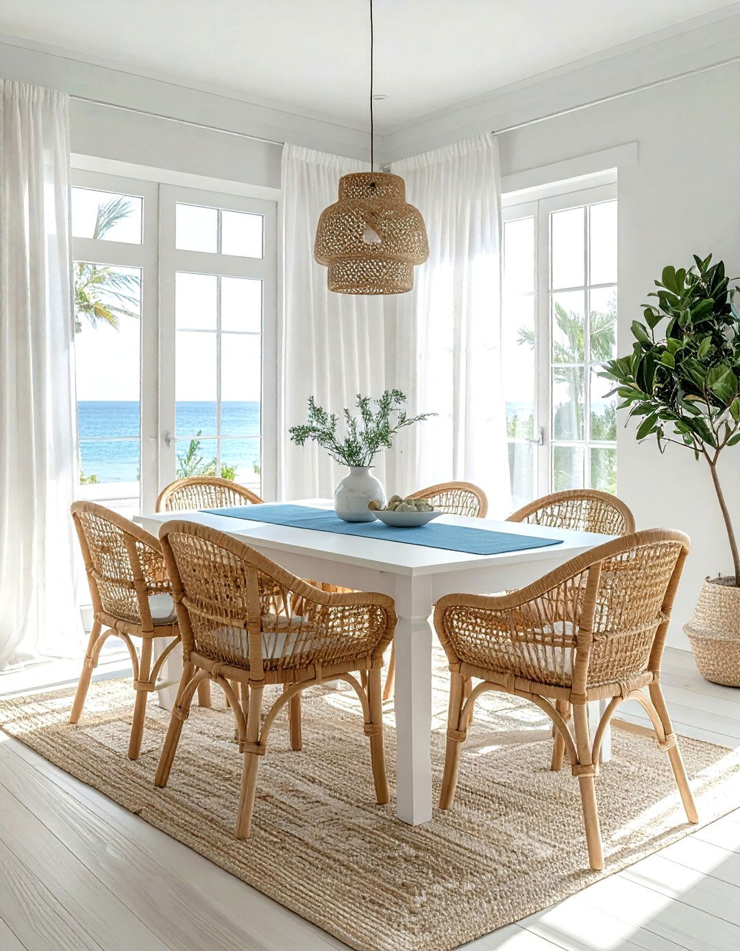 Coastal White Dining Room - 30 white dining room design ideas