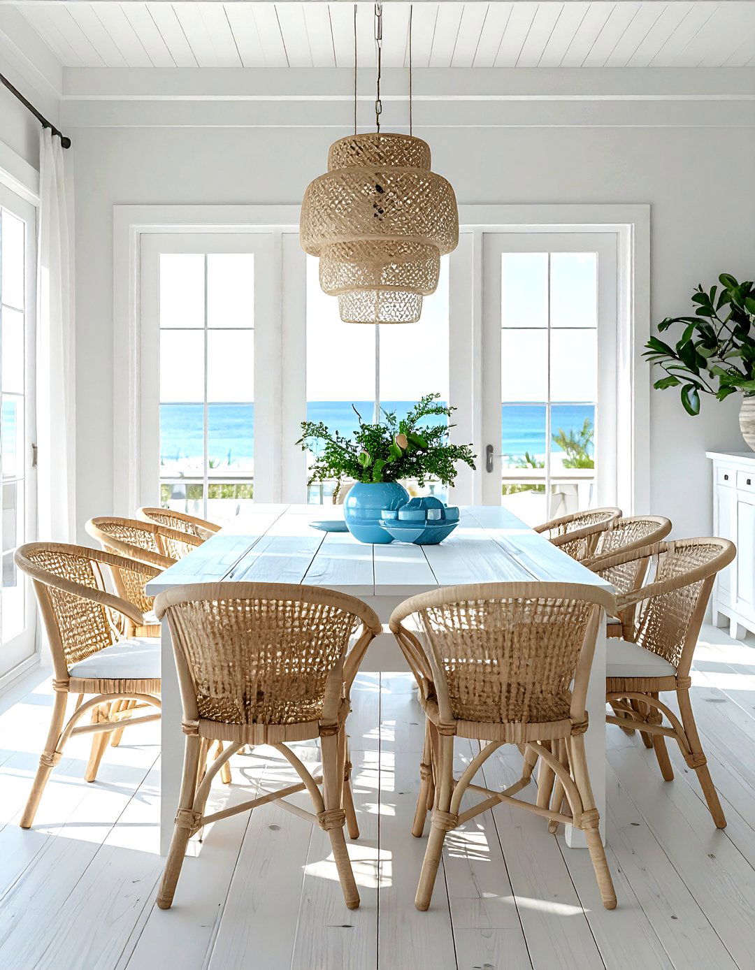 Coastal White Dining Room - 30 white dining room furniture ideas