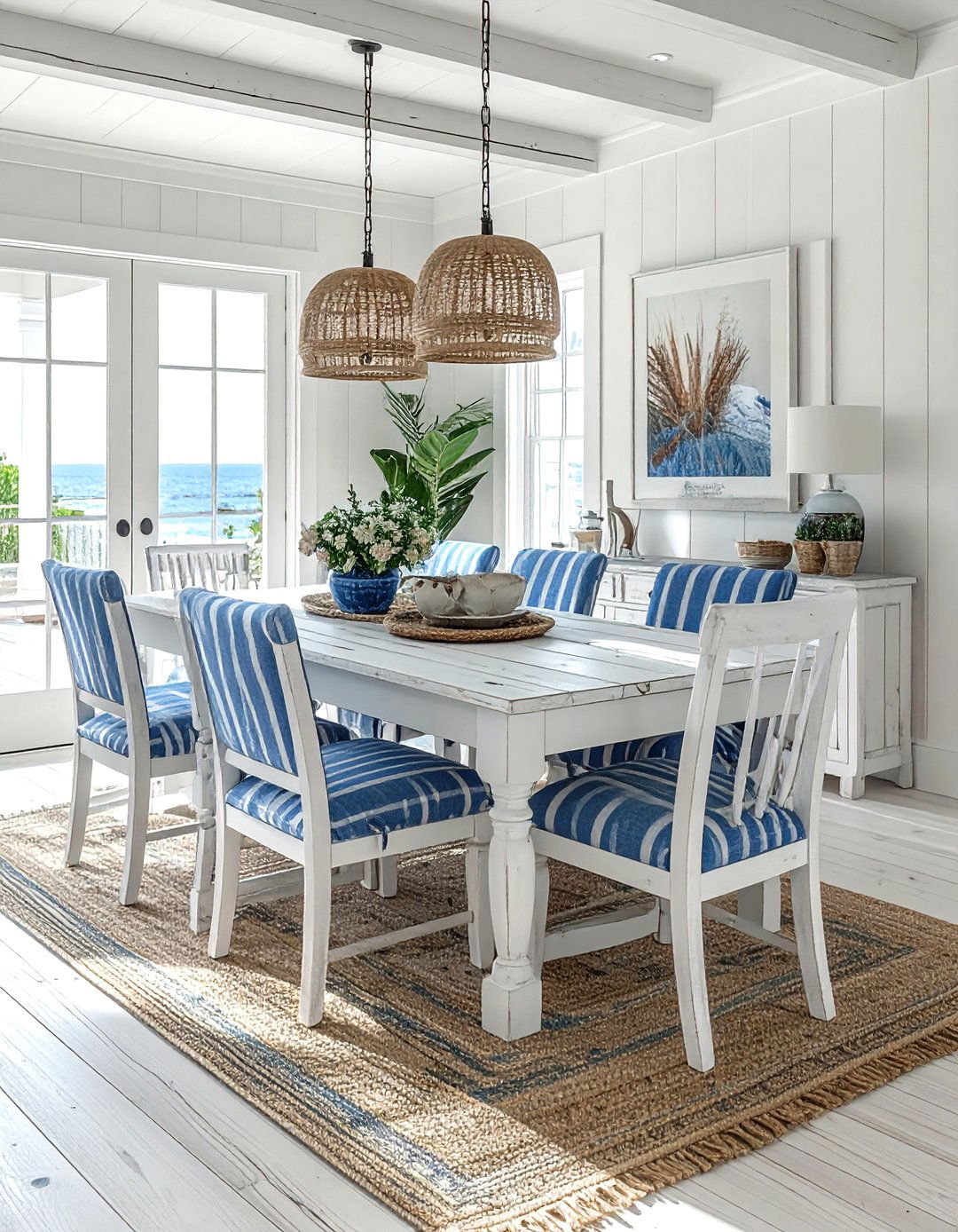 Coastal White Dining Set - 30 dining room furniture ideas