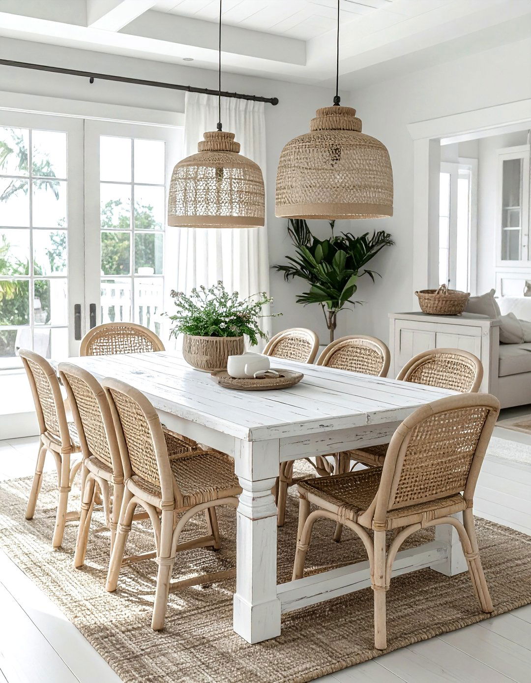 Coastal White Dining Table - 30 rectangular dining table ideas