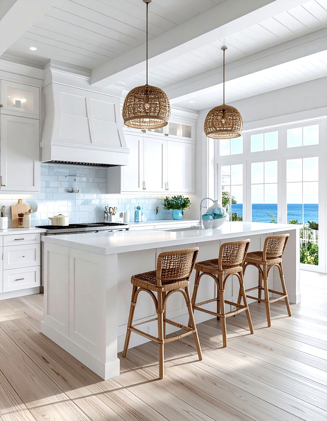 Coastal White Kitchen Bar - 30 kitchen bar ideas