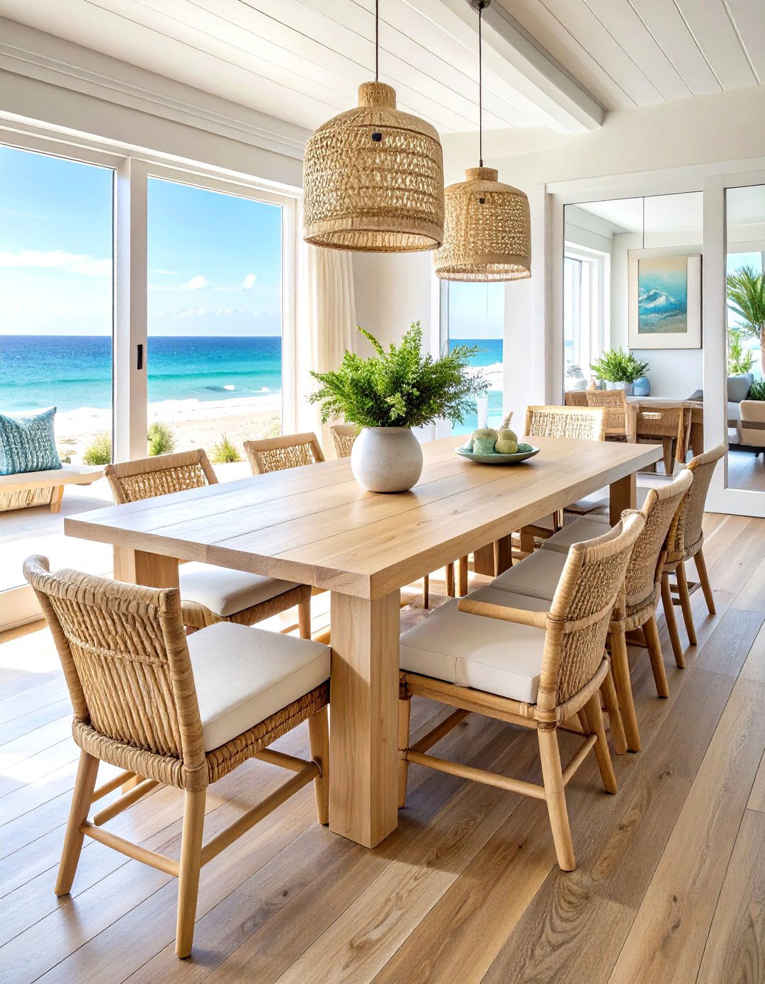 Coastal White Oak Dining Table - 30 large dining table ideas