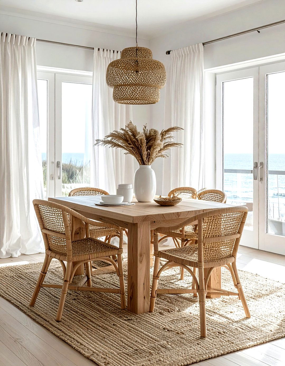 Coastal White Oak Dining - 30 wood dining room ideas