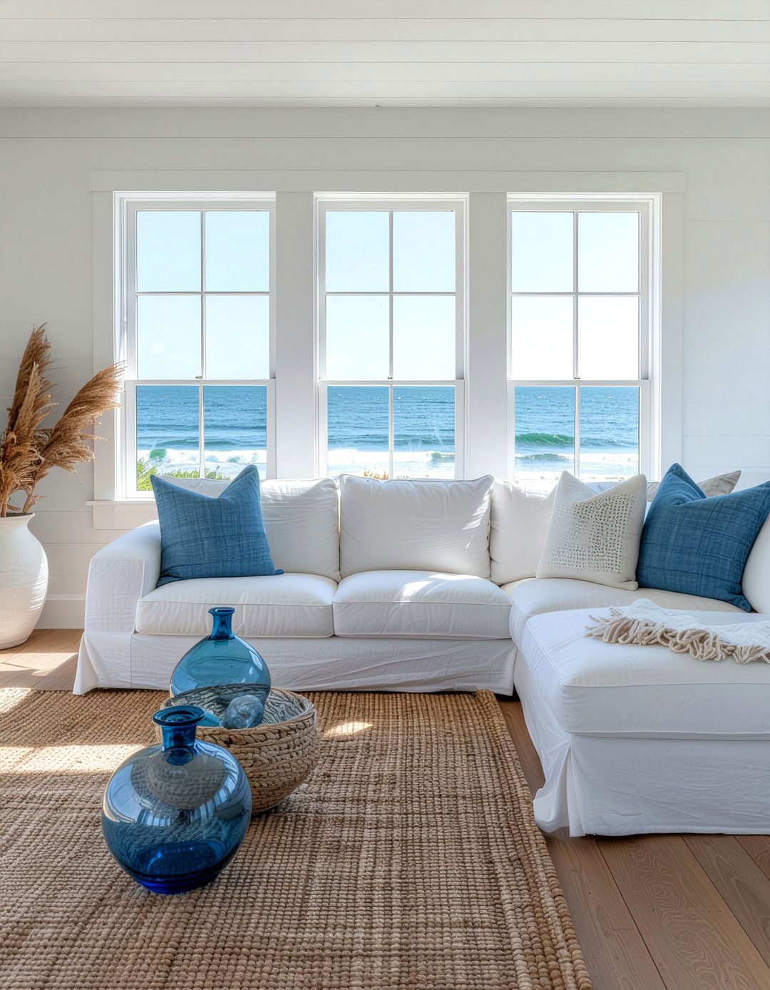 Coastal White Sectional - 30 living room sectional ideas
