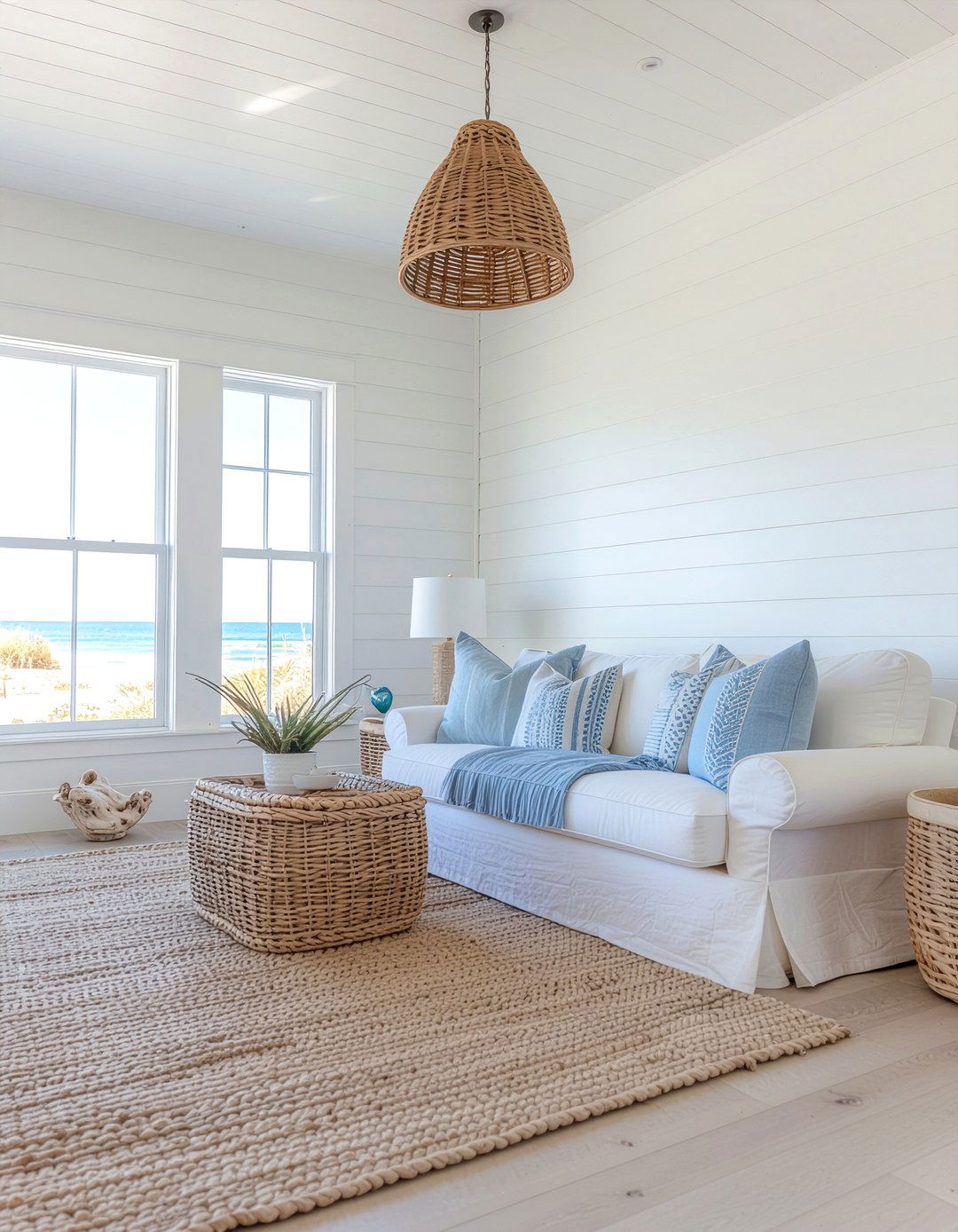 Coastal White Shiplap Design - 30 living room shiplap walls