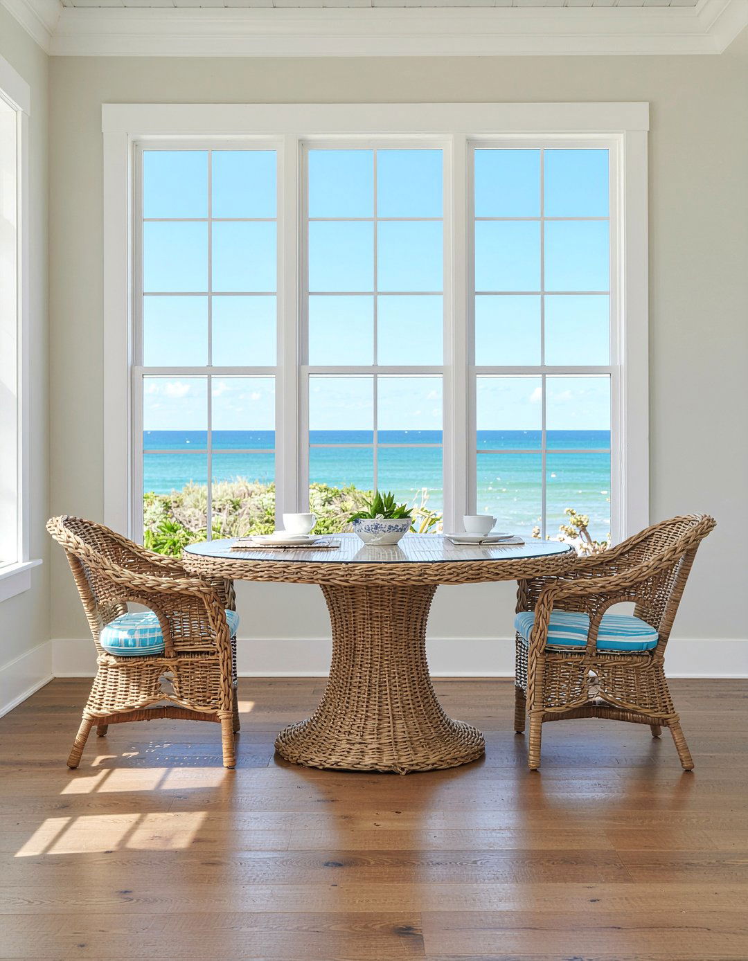 Coastal Wicker Captain Chairs - 30 captain dining chair ideas