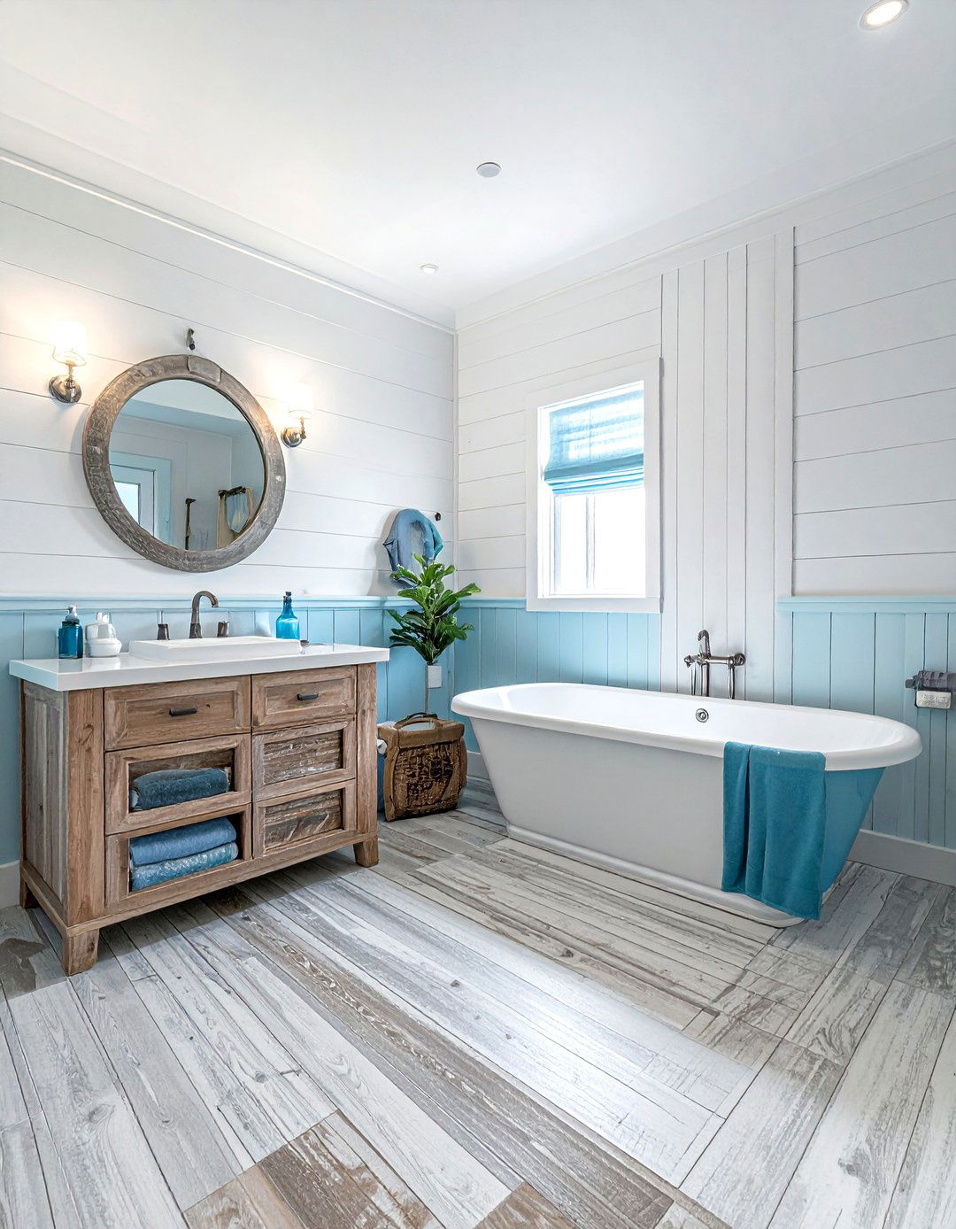 Coastal Wood Floor Bathroom - 30 wood floor bathroom ideas