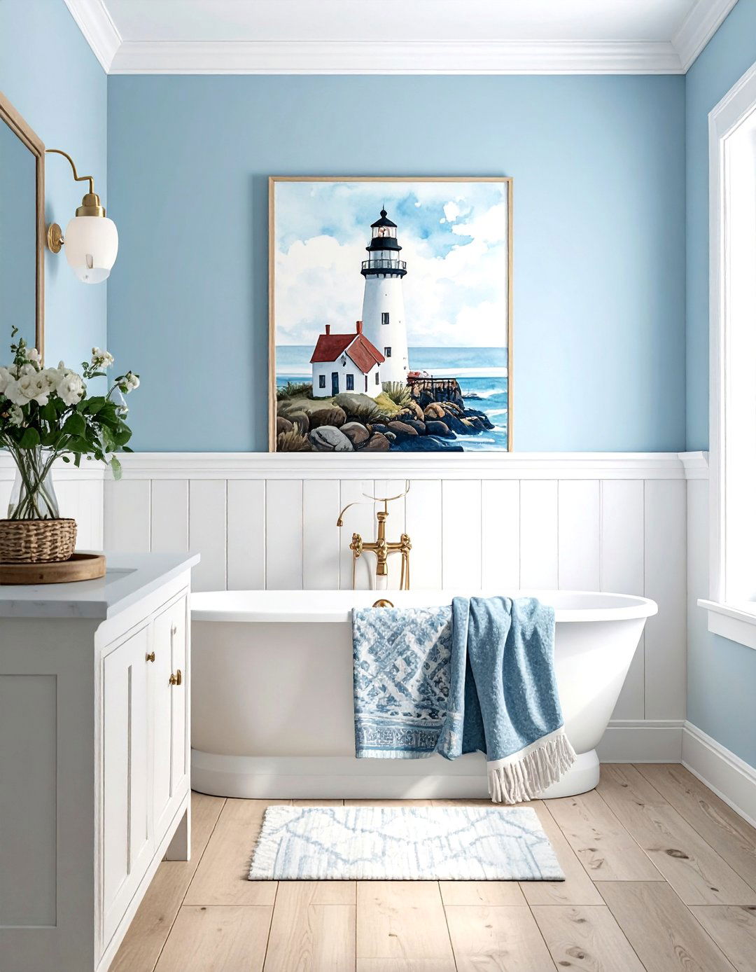 Coastal art print - 30 Cape Cod bathroom ideas